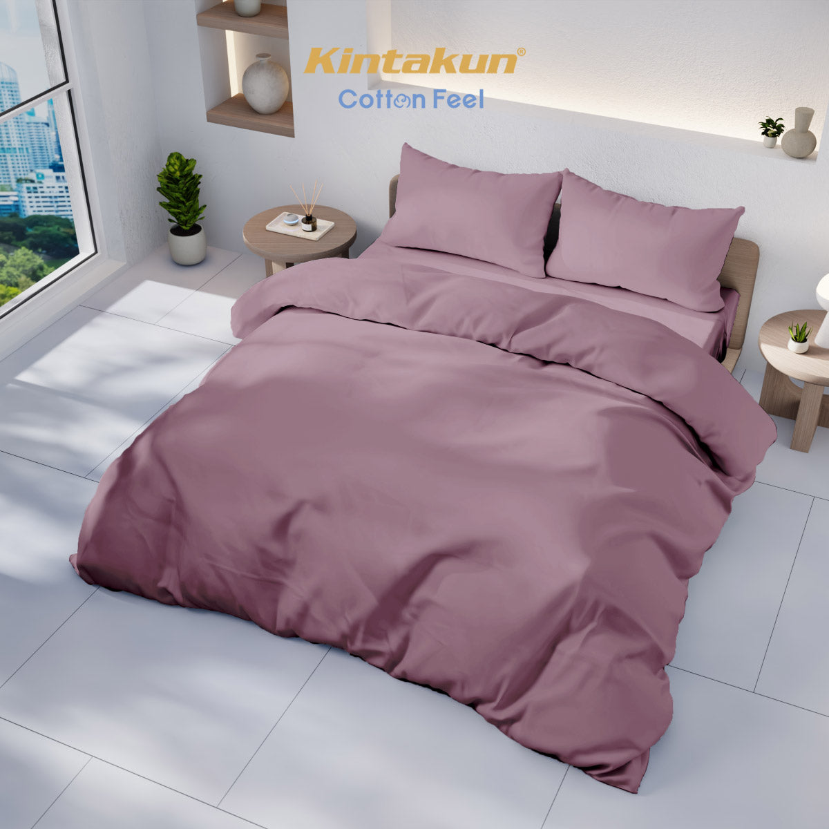 Kintakun Cotton Feel Mix & Match Sprei Pocket Varian Mauve Shadows Tinggi 30 cm