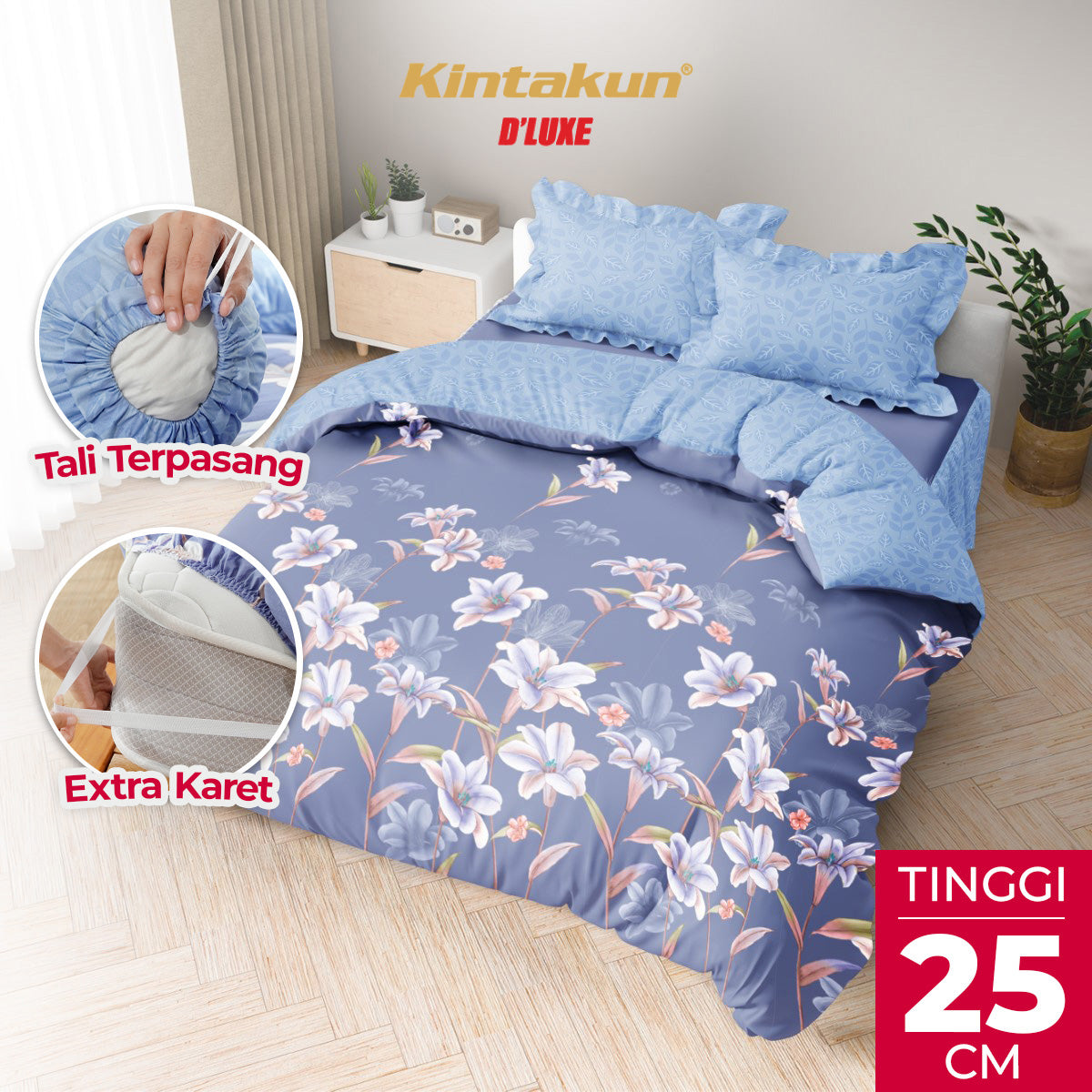 Kintakun Dluxe Bedcover Set Rumbai Melanita Tinggi 25cm