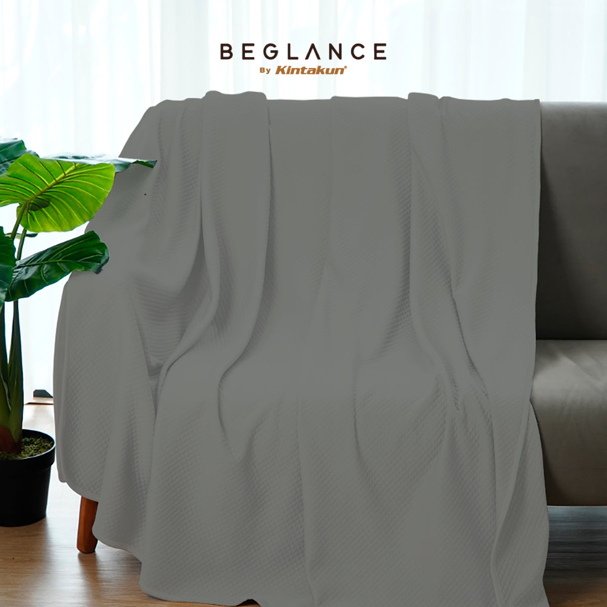 Beglance Poly Diamond Knit Blanket 150 x 195 Misty Cub