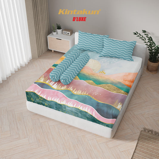 Kintakun Dluxe Sprei Set Fitted Digital Printing Motif Monti Tinggi 25 cm