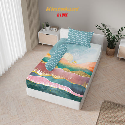 Kintakun Dluxe Sprei Set Fitted Digital Printing Motif Monti Tinggi 25 cm