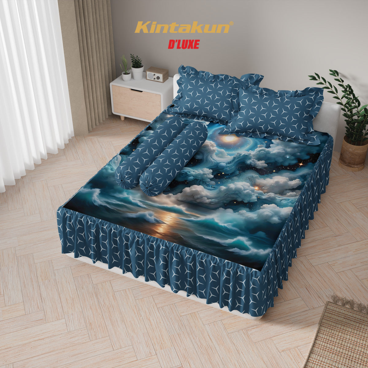Kintakun Dluxe Sprei Set Rumbai Digital Printing Ukuran 180 x 200 Varian Motif