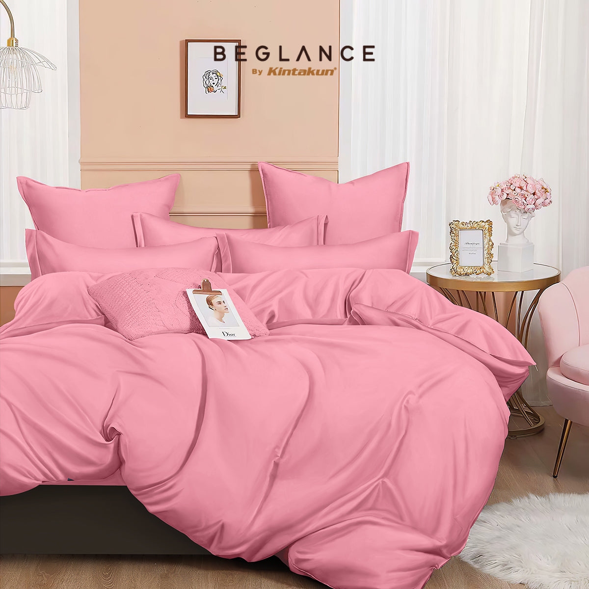 Beglance Bedcover Set Fitted Microtex Ninfa Premium Microsuede 30cm