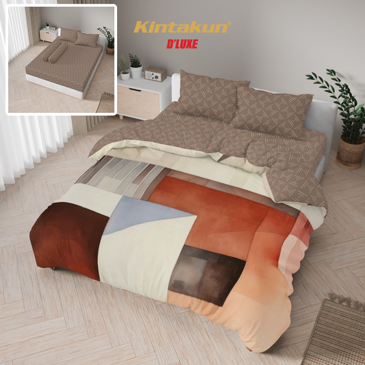 Kintakun Dluxe Bed Cover Set Fitted Digital Printing Motif Nira Tinggi 25 cm