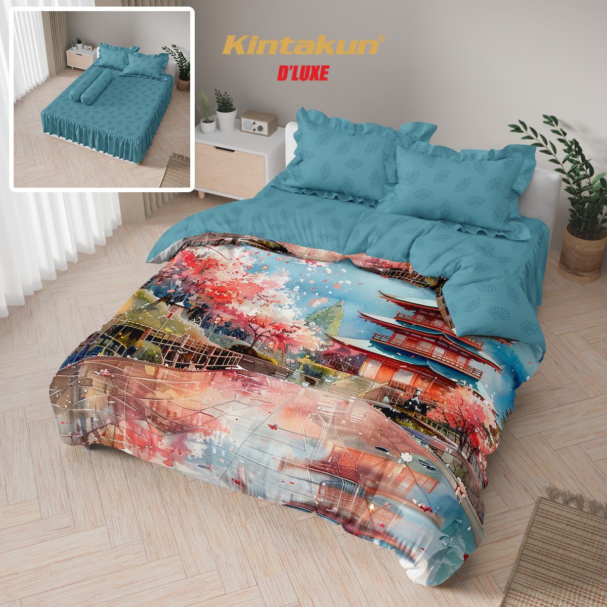 Kintakun Dluxe Bedcover Set Rumbai Digital Print Tinggi 39 cm Varian Motif