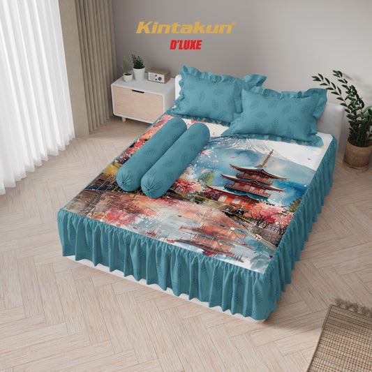 Kintakun Dluxe Sprei Set Rumbai Digital Printing Motif Nuca Tinggi 39 cm