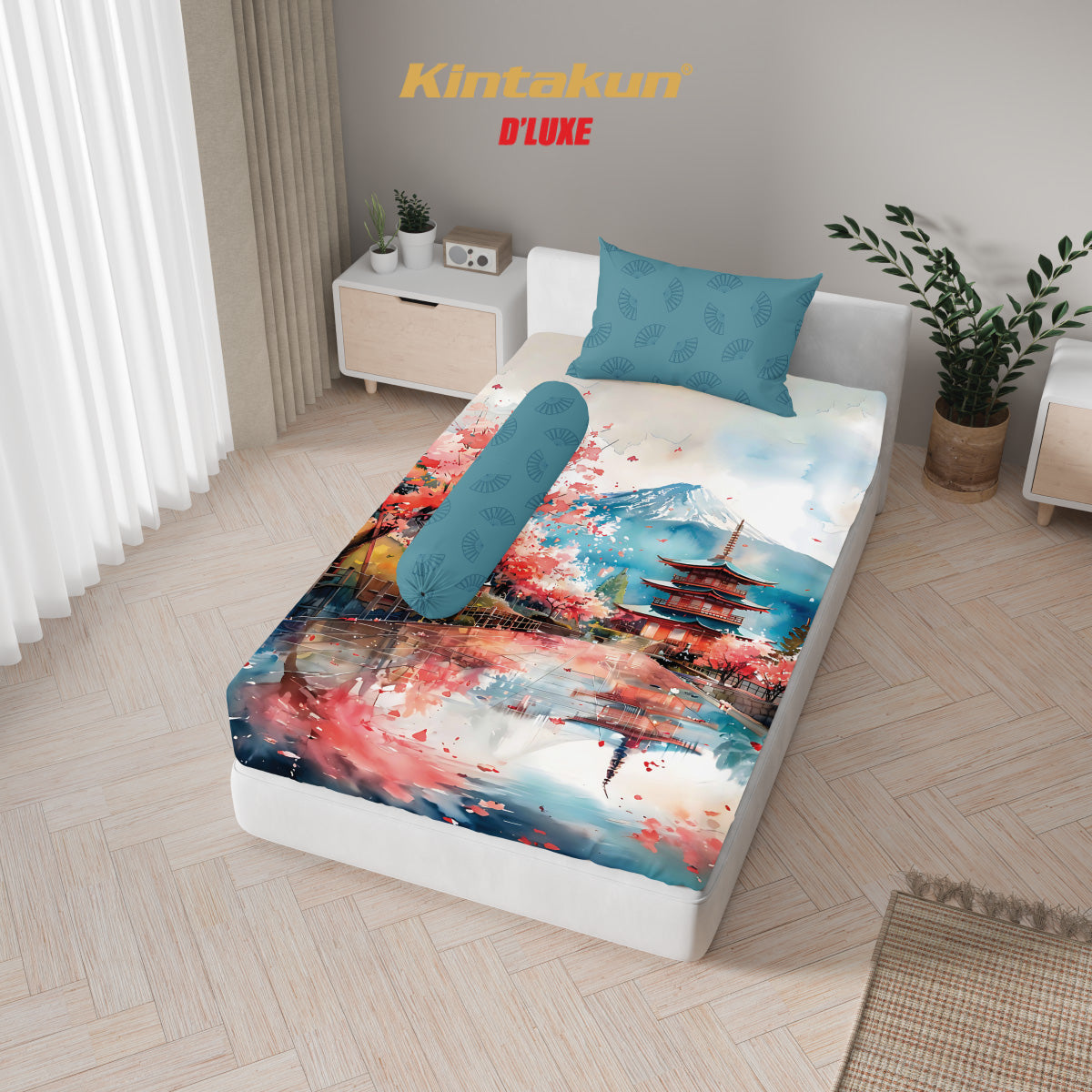 Kintakun Dluxe Sprei Set Fitted Digital Printing Motif Nuca Tinggi 25 cm