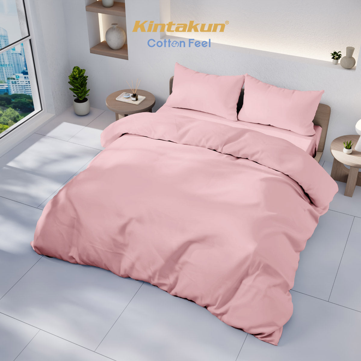 Kintakun Cotton Feel Mix & Match Sprei Pocket Varian Petal Pink Tinggi 30 cm