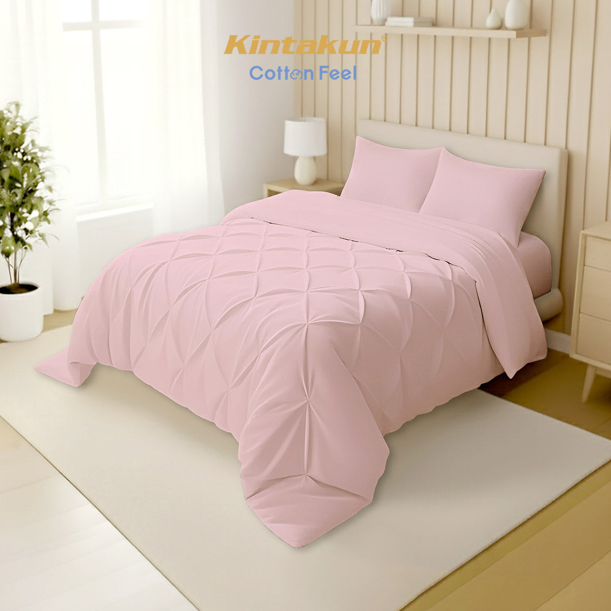 Kintakun Cotton Feel Mix & Match Sprei Pocket Varian Petal Pink Tinggi 30 cm
