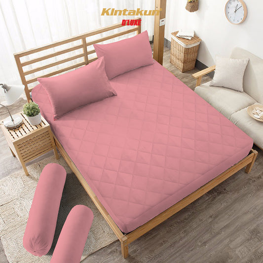 Kintakun DLUXE Sprei Quilt Microtex 160 x 200 Matrass Korea (2in1) Tinggi 30cm Varian Pink Icing