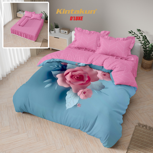 Kintakun Dluxe Bedcover Set Rumbai Digital Print Motif Primarosa Tinggi 39 cm