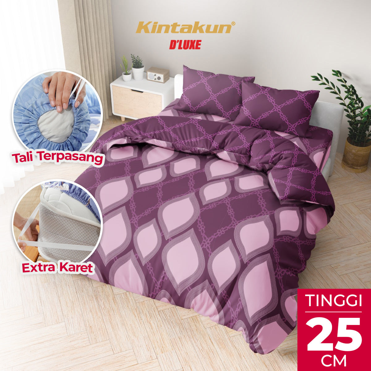Kintakun Dluxe Bedcover Set Fitted Rosalva Tinggi 25cm
