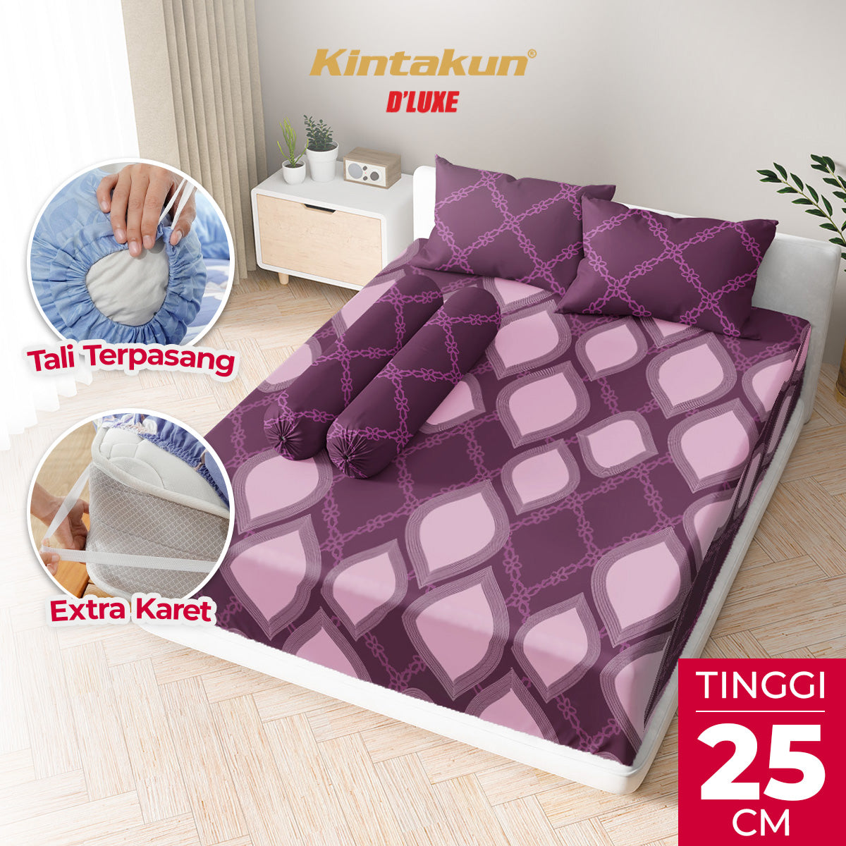 Kintakun Dluxe Sprei Fitted Rosalva Tinggi 25cm