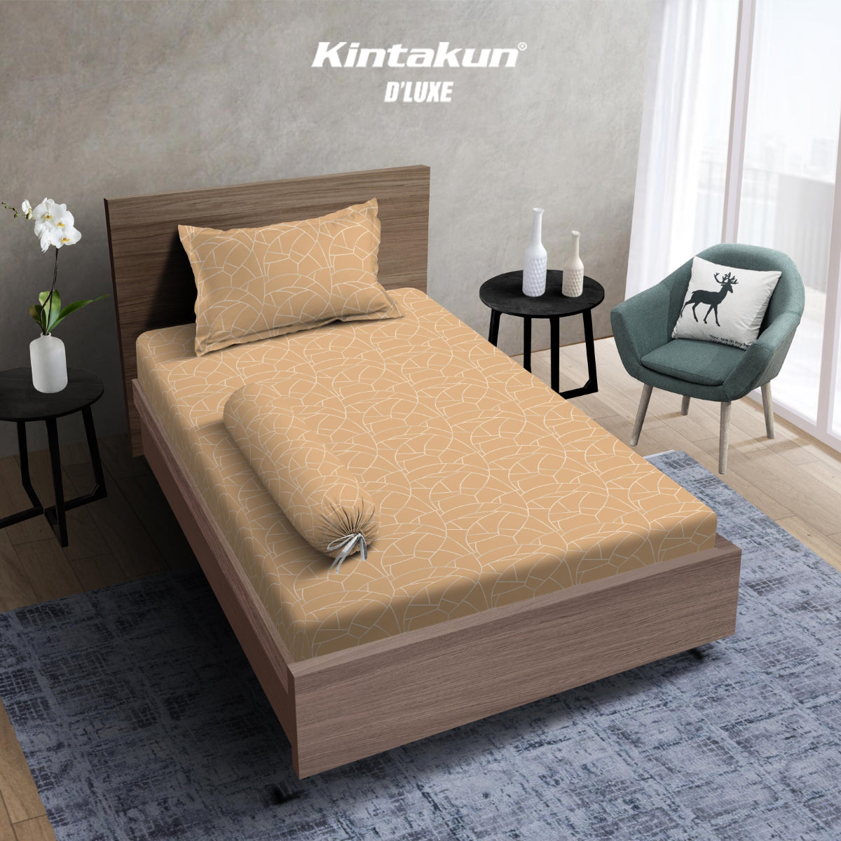 Kintakun Dluxe Gold Sprei Fitted Motif Ruberto Tinggi 30 cm