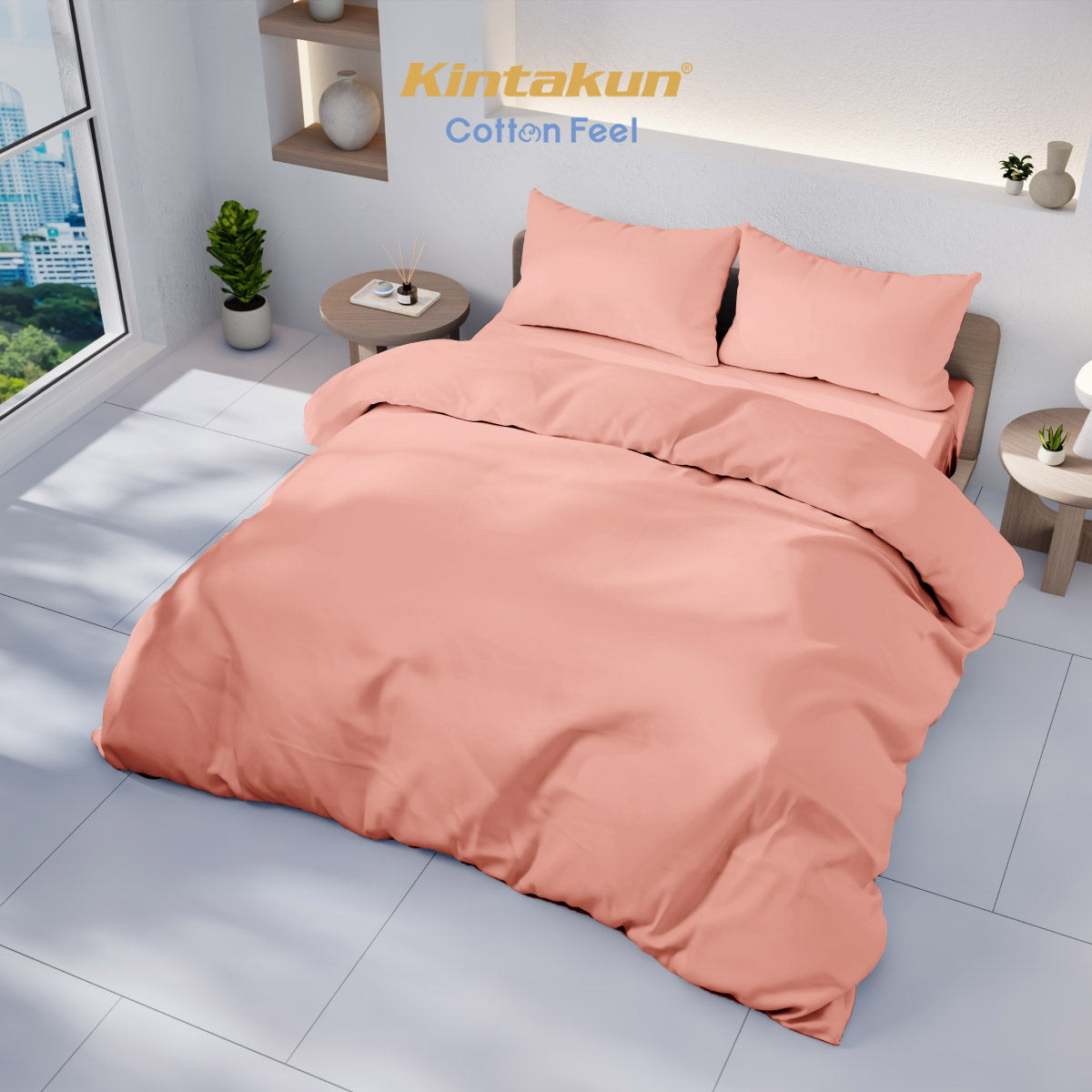 Kintakun Cotton Feel Mix & Match Sprei Pocket Varian Salmon Tinggi 30 cm