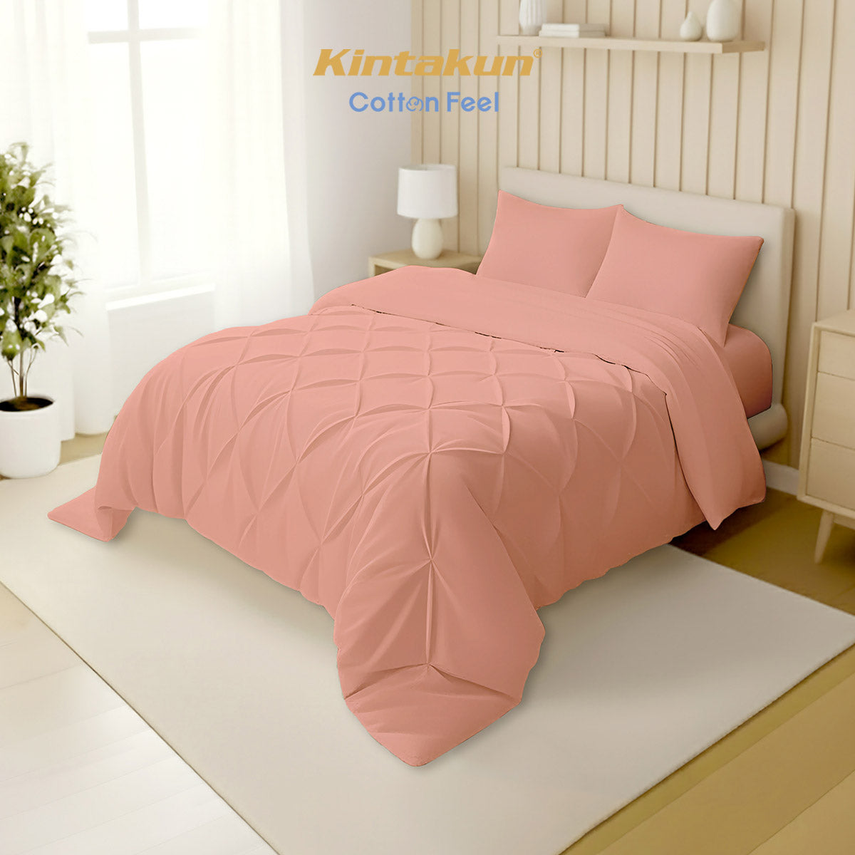 Kintakun Cotton Feel Mix & Match Sprei Pocket Varian Salmon Tinggi 30 cm