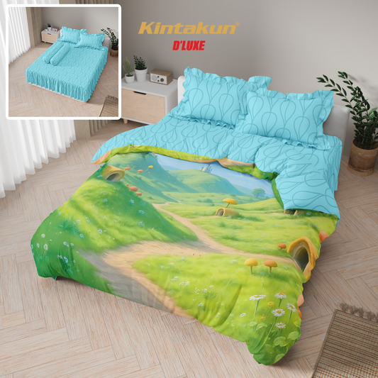 Kintakun Dluxe Bedcover Set Rumbai Digital Print Motif Sayaka Tinggi 39 cm