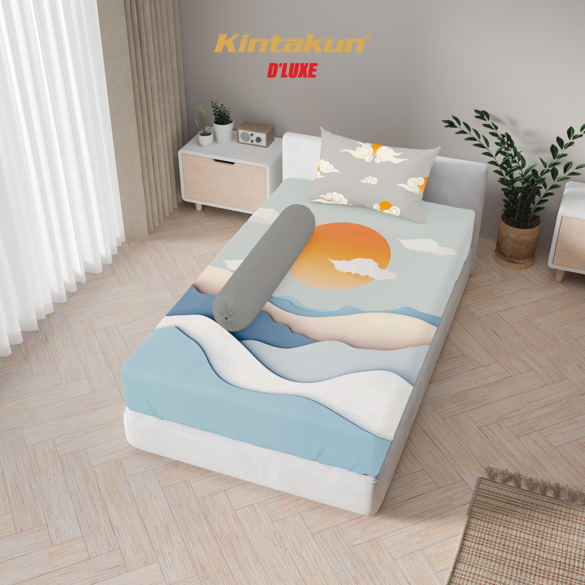 Kintakun Dluxe Sprei Set Fitted Digital Printing Ukuran 120 x 200