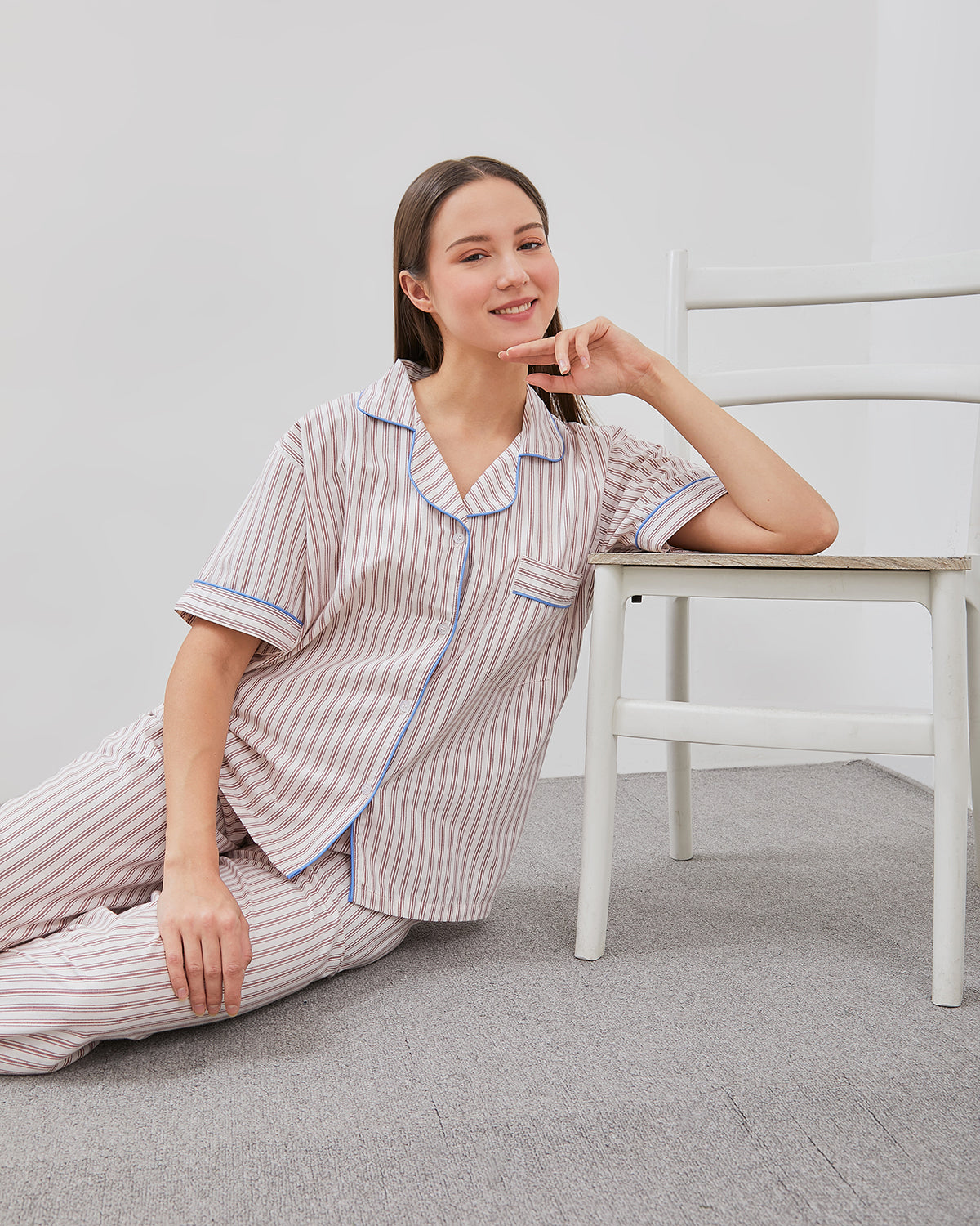 Cottonbee One Set Piyama Katun Wanita Varian Coral Tree