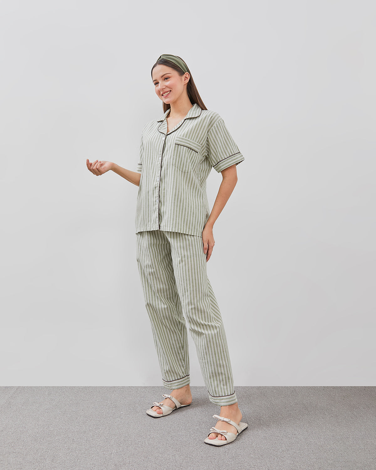 Cottonbee One Set Piyama Katun Wanita Varian Lemon Grass