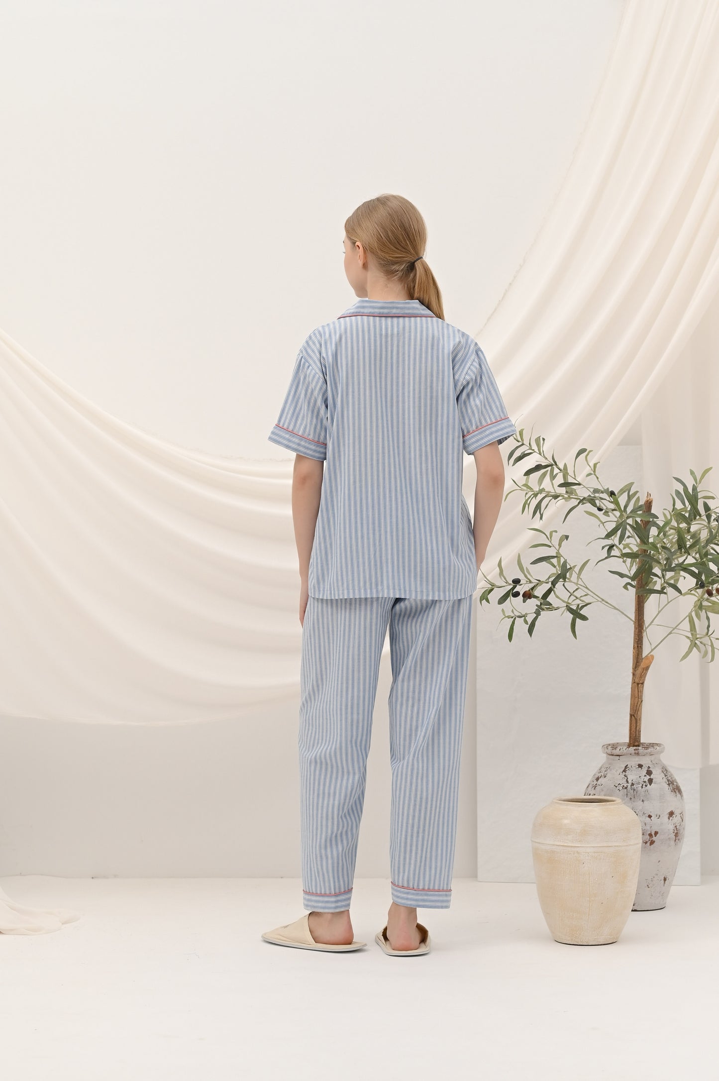 Cottonbee One Set Piyama Katun Wanita Varian Periwinkle
