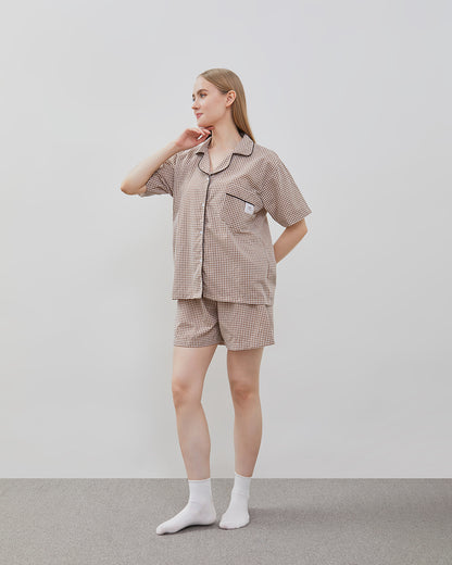 Cottonbee One Set Piyama Cotton Pria dan Wanita Varian Biscotti