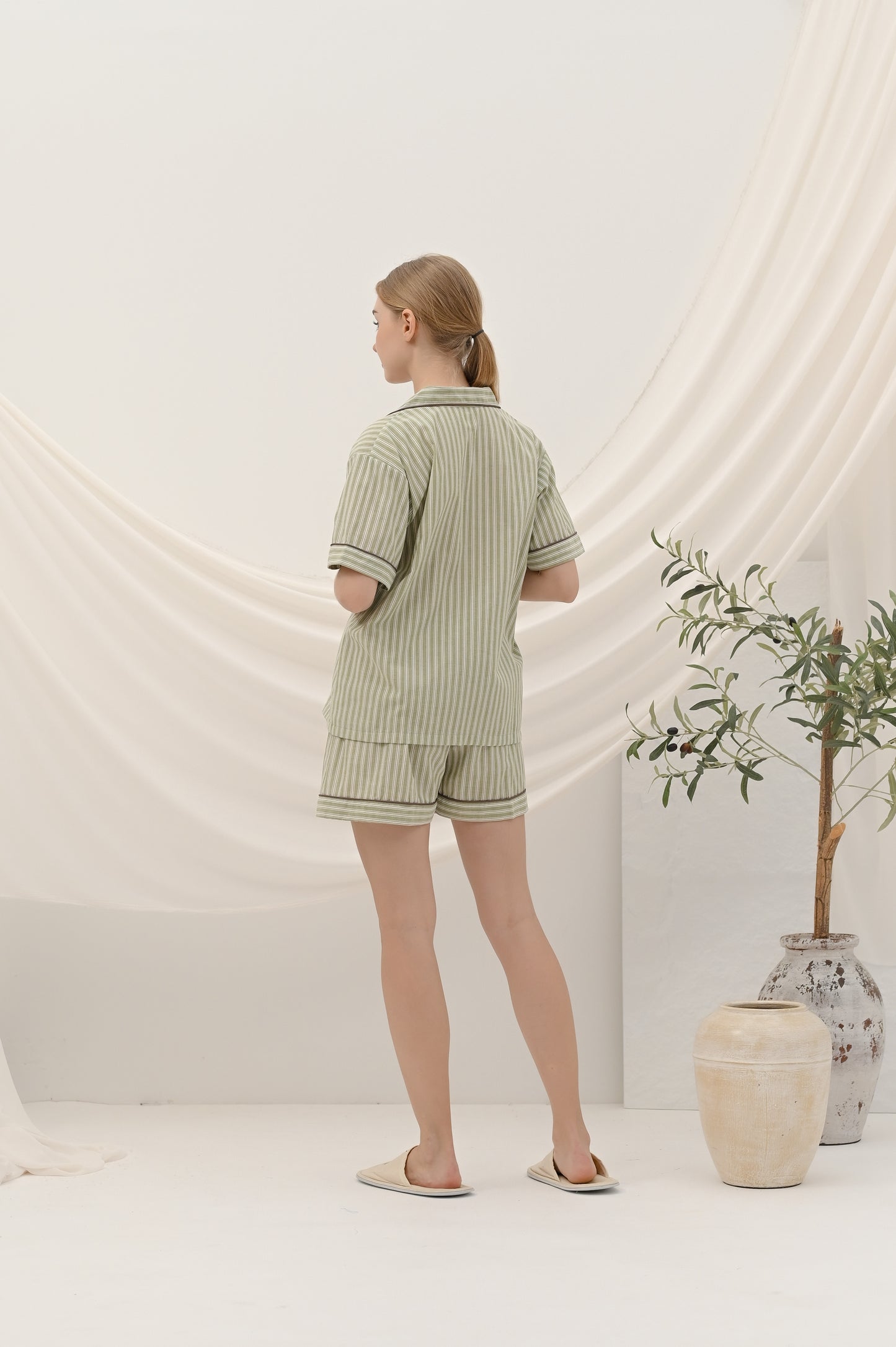 Cottonbee One Set Piyama Katun Wanita Varian Lemon Grass