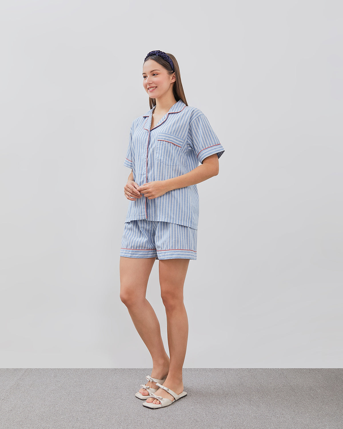 Cottonbee One Set Piyama Katun Wanita Varian Periwinkle