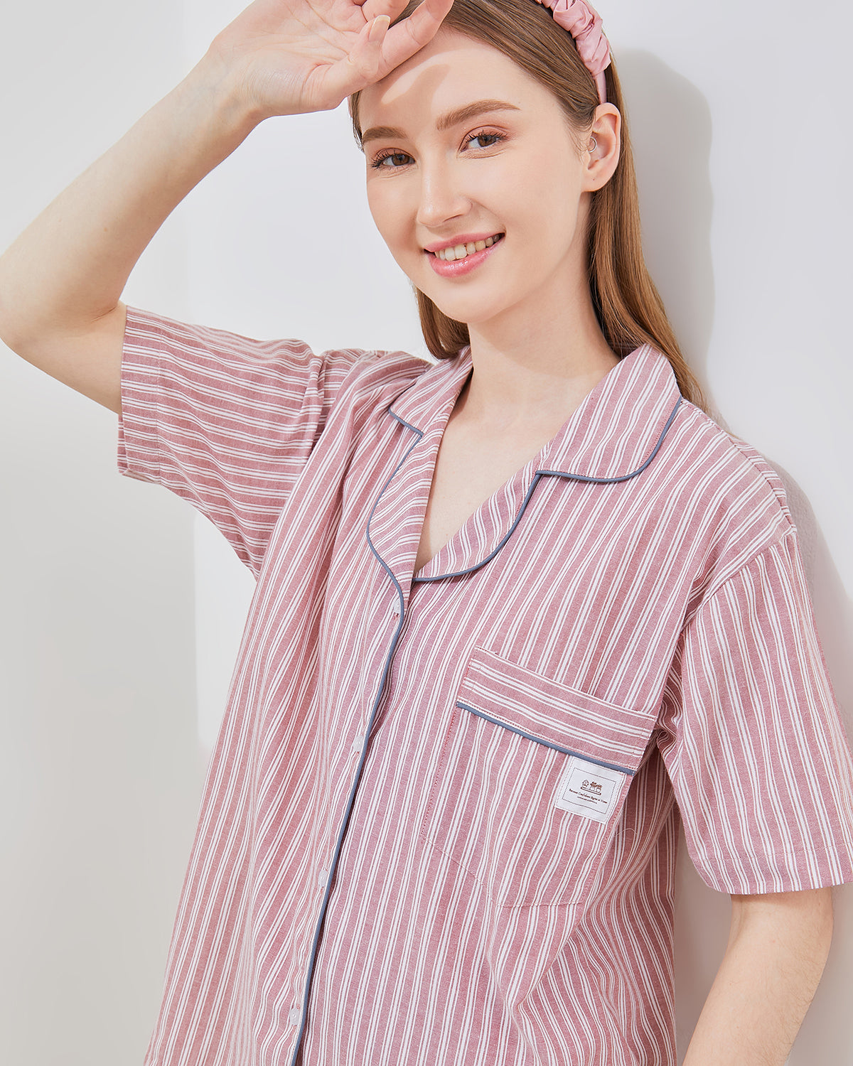 Cottonbee One Set Piyama Cotton Pria dan Wanita Varian Rose Toffee
