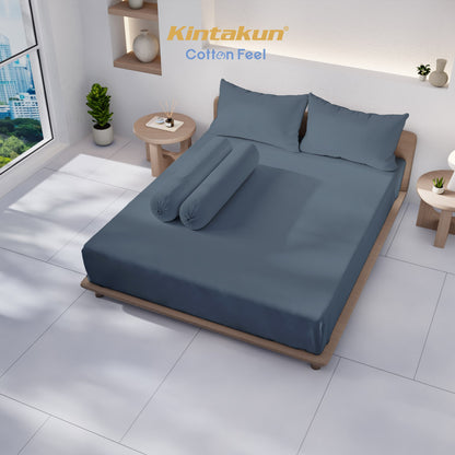 Kintakun Cotton Feel Sprei Set Fitted with Pocket Tinggi 30 cm Varian Steel Grey
