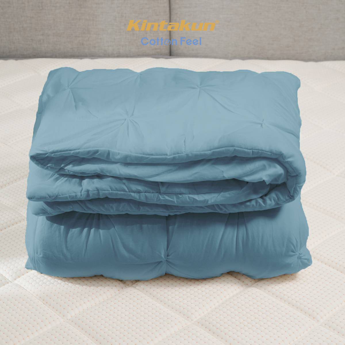 Kintakun Cotton Feel Mix & Match Sprei Pocket Varian Stone Blue Tinggi 30 cm