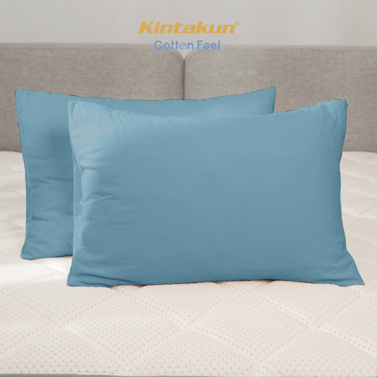Kintakun Cotton Feel Mix & Match Sprei Pocket Varian Stone Blue Tinggi 30 cm