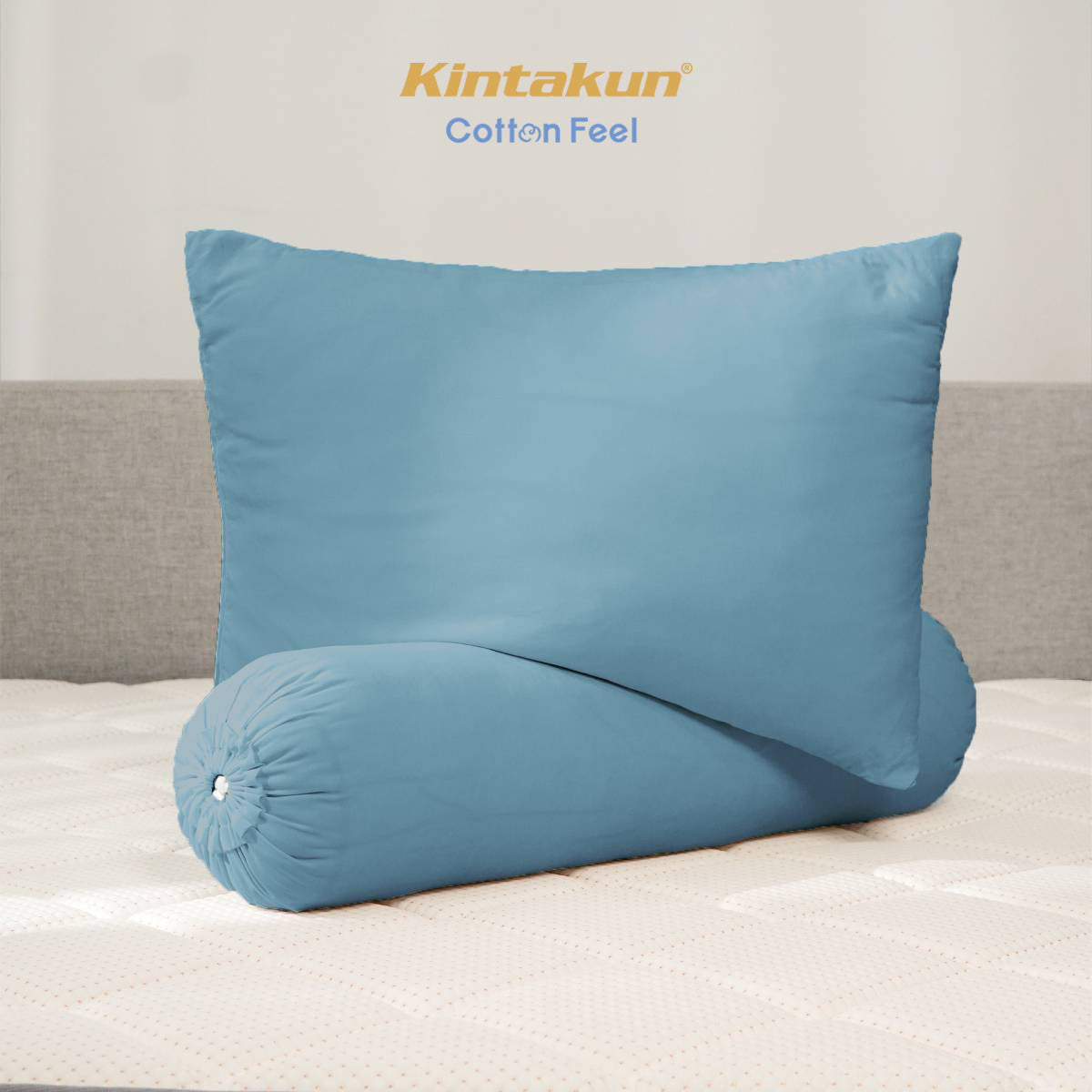Kintakun Cotton Feel Mix & Match Sprei Pocket Varian Stone Blue Tinggi 30 cm