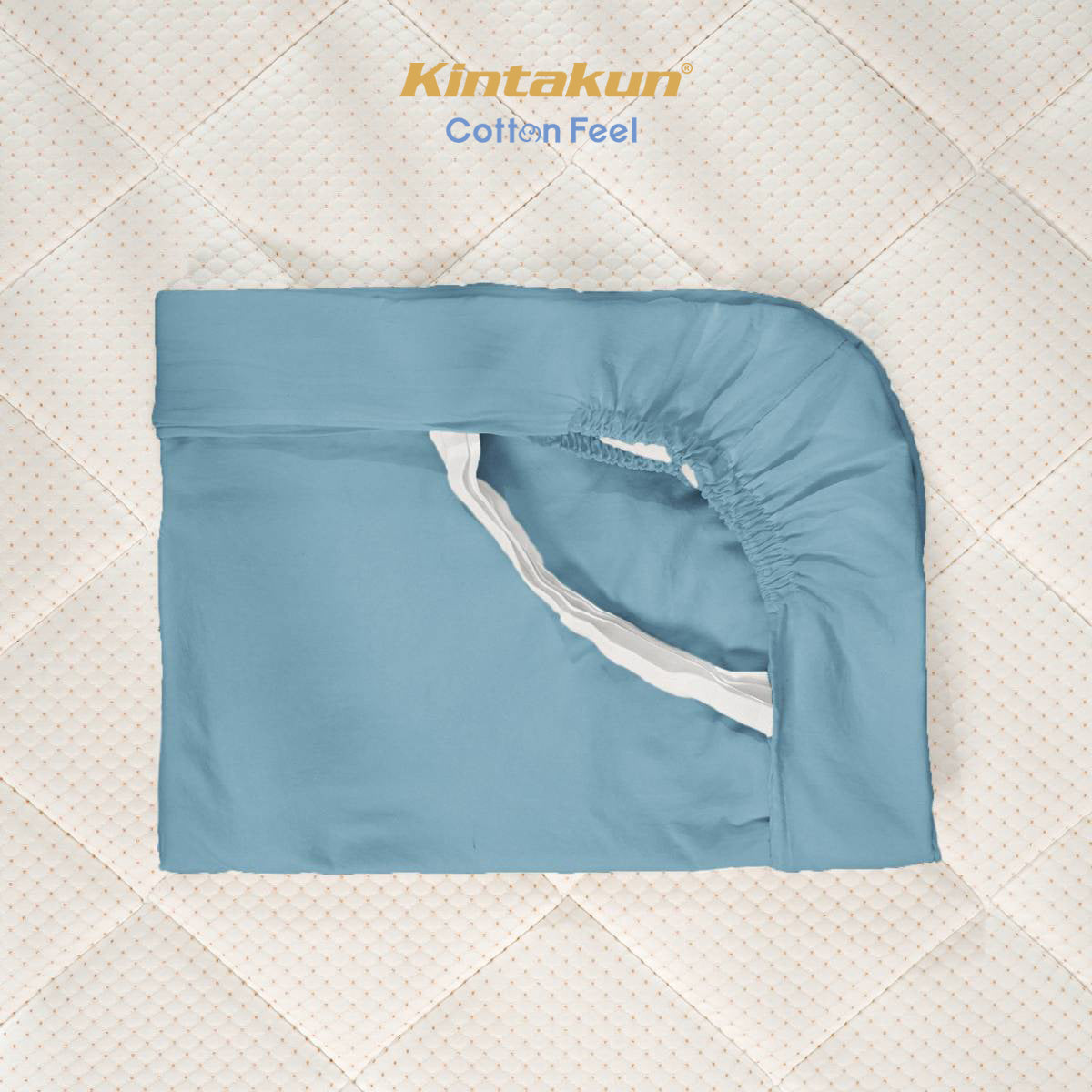 Kintakun Cotton Feel Mix & Match Sprei Pocket Varian Stone Blue Tinggi 30 cm