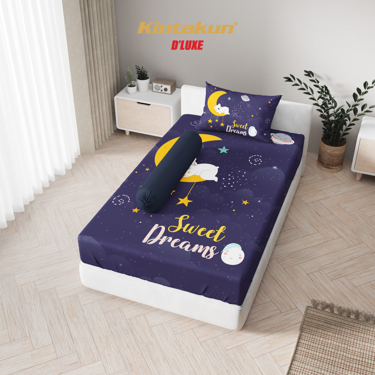Kintakun Dluxe Sprei Set Fitted Digital Printing Sweet Dream Tinggi 25 cm