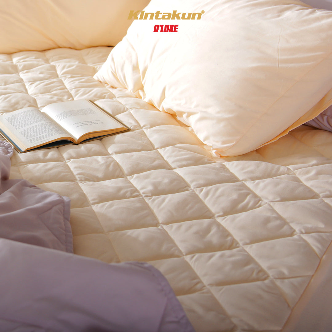 Kintakun DLUXE Sprei Quilt Microtex 160 x 200 Matrass Korea (2in1) Tinggi 30cm Varian Butter Cream