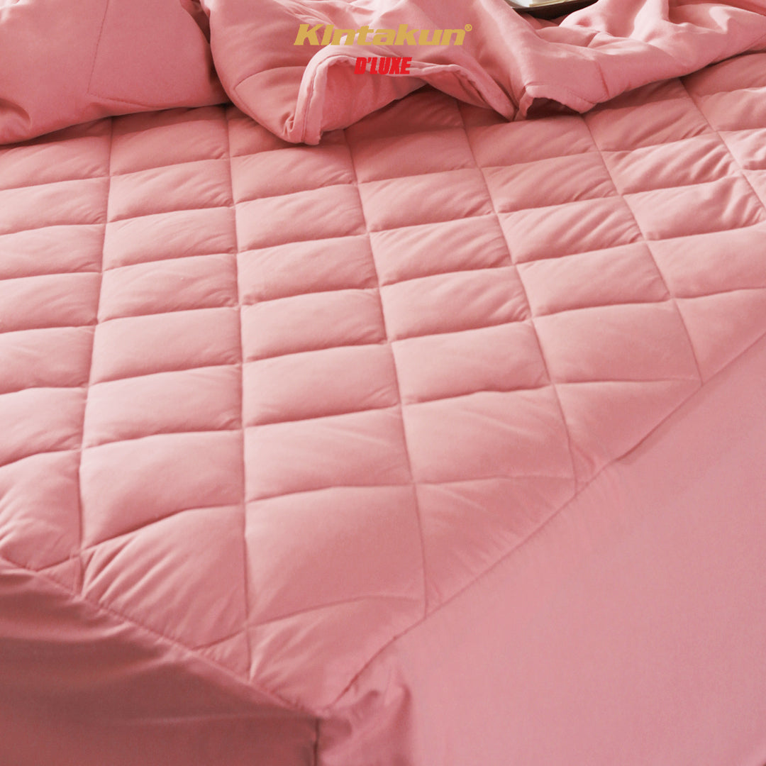 Kintakun DLUXE Sprei Quilt Microtex 160 x 200 Matrass Korea (2in1) Tinggi 30cm Varian Pink Icing