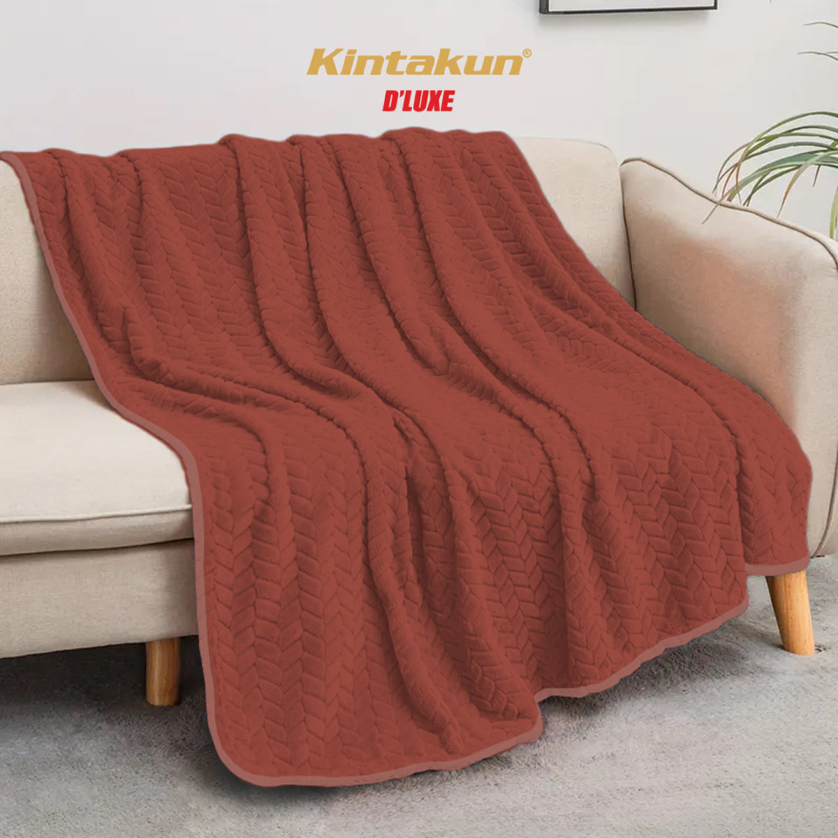 Kintakun Selimut Luxury Lembut & Mewah 160 x 200 cm Terracotta