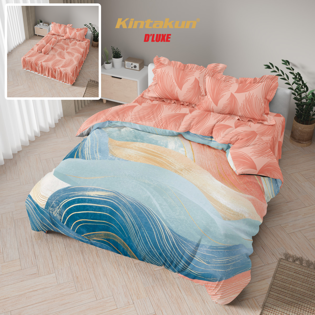Kintakun Dluxe Bedcover Set Rumbai Digital Print Tinggi 39 cm Varian Motif