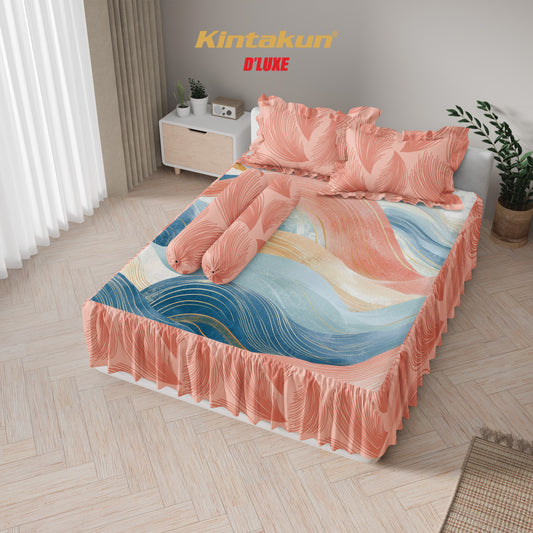 Kintakun Dluxe Sprei Set Rumbai Digital Printing Motif Thalia Tinggi 39 cm