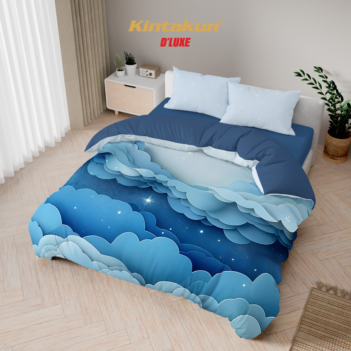 Kintakun Dluxe Bed Cover Set Fitted Digital Printing Ukuran 160 x 200