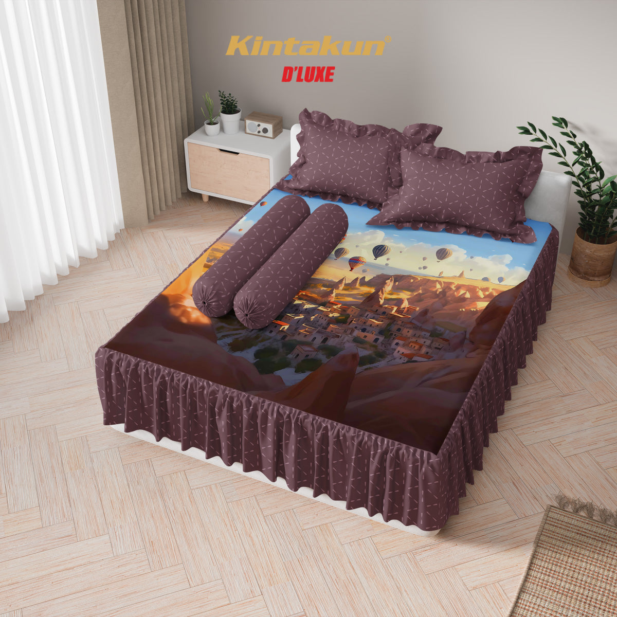 Kintakun Dluxe Sprei Set Rumbai Digital Printing Ukuran 180 x 200 Varian Motif