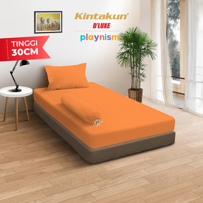 Kintakun DLUXE Sprei Set Fitted Polos Tangerine Tinggi 30 cm