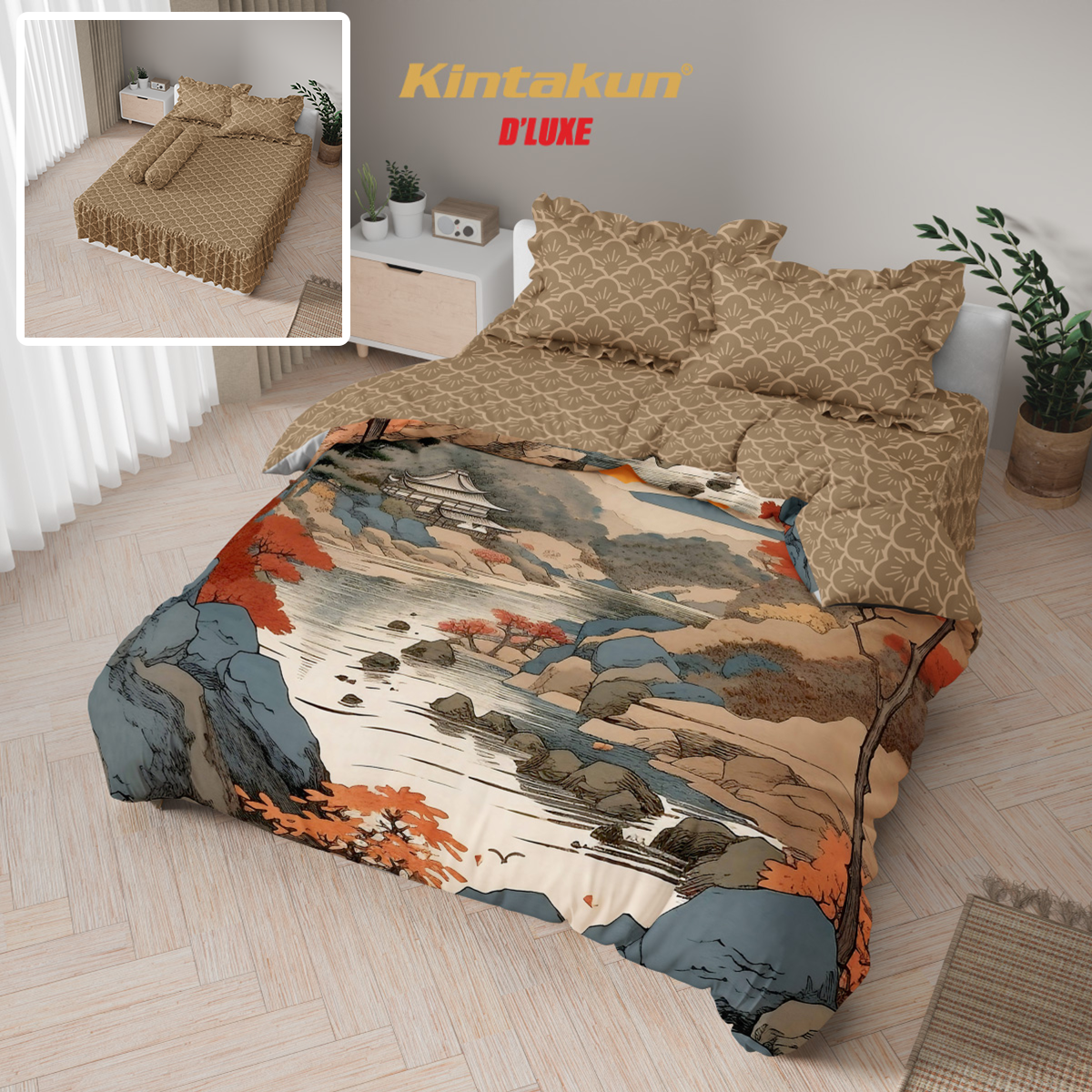 Kintakun Dluxe Bedcover Set Rumbai Digital Print Tinggi 39 cm Varian Motif