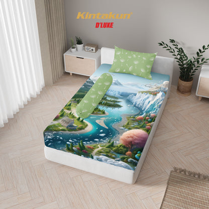 Kintakun Dluxe Sprei Set Fitted Digital Printing Motif Zalera Tinggi 25 cm