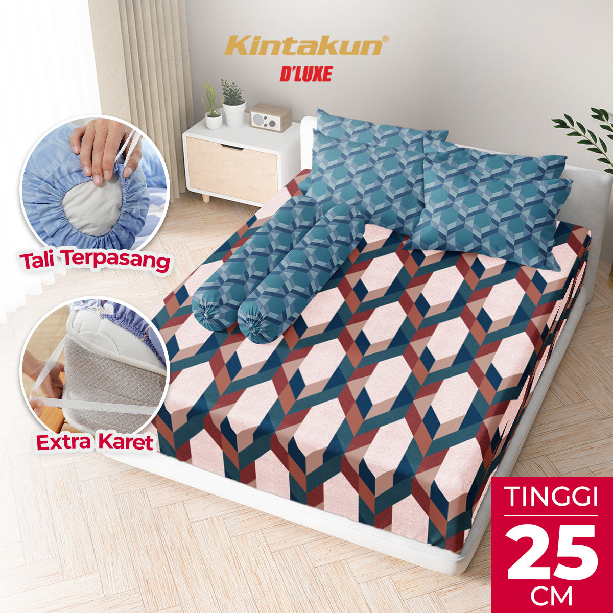 Kintakun Dluxe Sprei Fitted B4 Zalika Tinggi 25cm