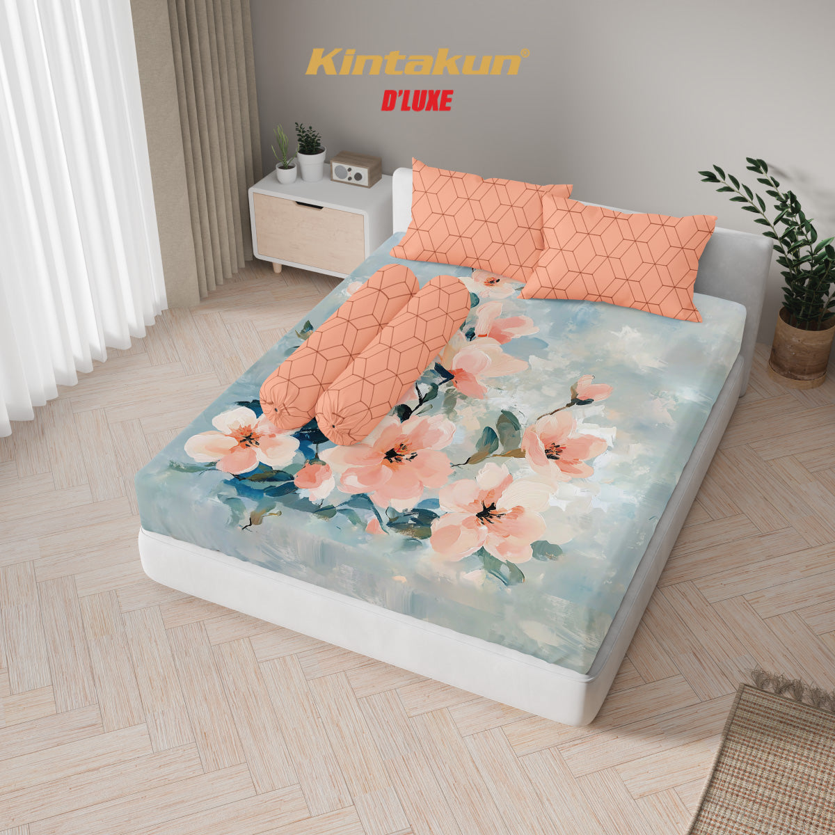 Kintakun Wedding Hampers Sprei Set Digital Print Ukuran 160 / 180 Tinggi 25 cm
