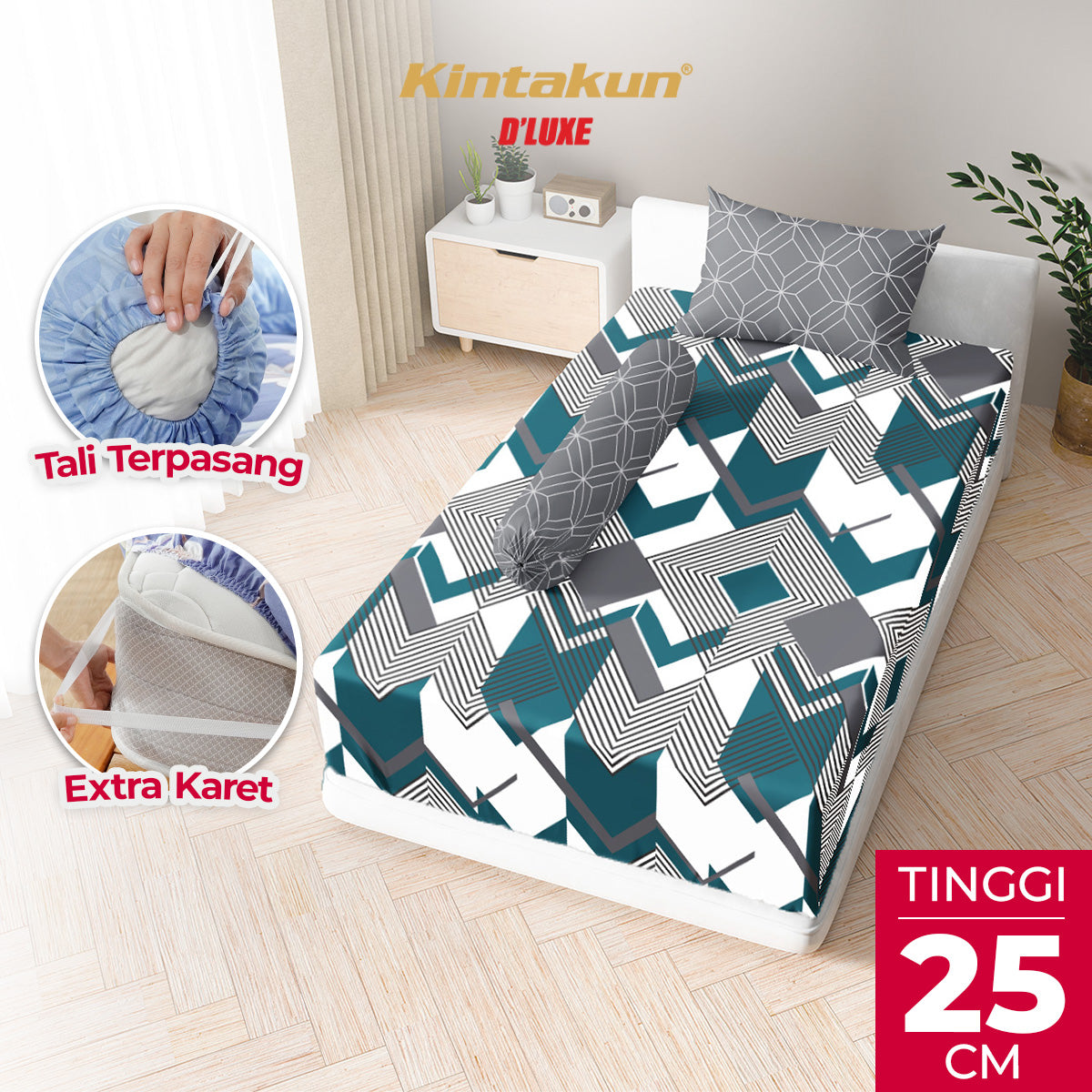 Kintakun Dluxe Sprei Fitted Zelinda Tinggi 25cm